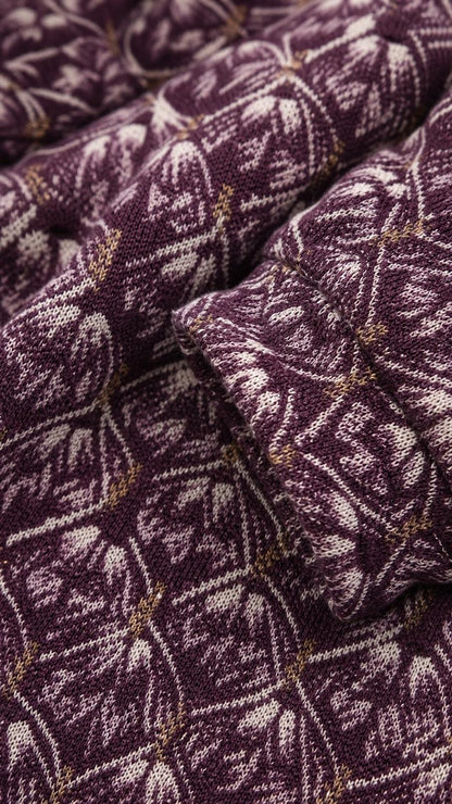 Close-up of textured purple and white patterned fabric