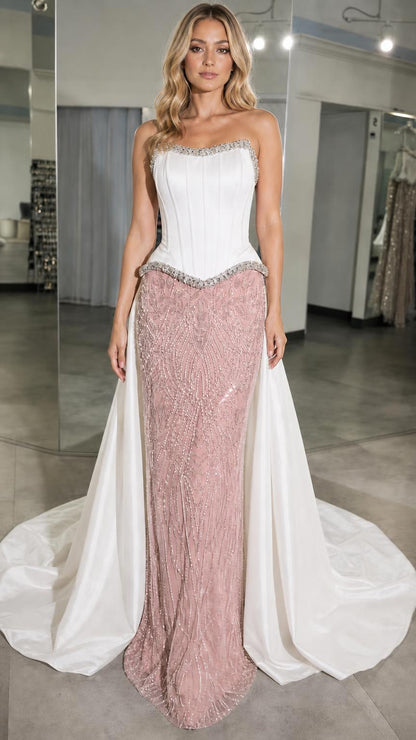 Pink variant of the crystal corset gown