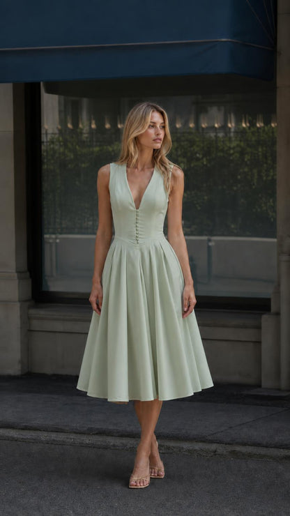 Front full view of the sage green color variant